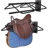 MIYABALA 2 Pack Saddle Rack with Pad Bar for Horse, Heavy Duty Wall Mounted Saddle Rack Stand Detachable for English Western Saddles Horses Blanket, Accessories Storage
