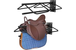 MIYABALA 2 Pack Saddle Rack with Pad Bar for Horse, Heavy Duty Wall Mounted Saddle Rack Stand Detachable for English Western Saddles Horses Blanket, Accessories Storage