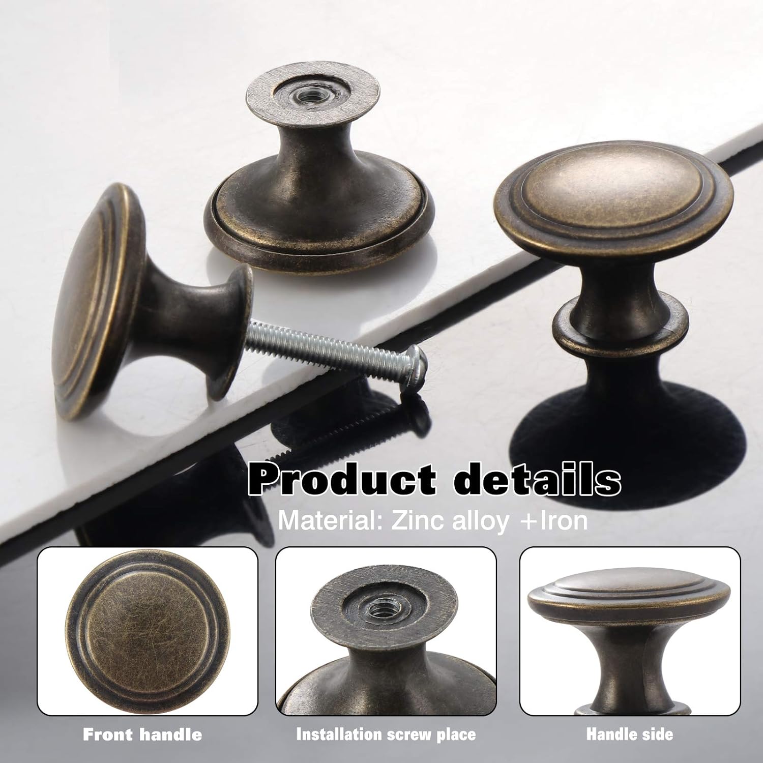 TsunNee 12PCS Vintage Cabinet Knobs Bronze Drawer Knobs, Antique Style Kitchen Cupboard Handles, 30mm Round Furniture Door Knobs - Image 3
