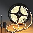 Lucienstar Neon LED Strip Lights, 12V DC 600 SMD2835 16.4ft/5m IP65 Waterproof Dimmable Flexible Silicone Light Strip for Indoors, Outdoors, Bar, Atmosphere Decor (Warm White with Power Adapter)