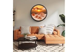 Mtadmai Moving Sand Art, 3D Sand Art Pictures Deep Sea Sandscape Living Room Decoration, 360° Rotate, Glass Crafts Solid Wood Frame, Relaxing Mood Home Office Work Wall Art Decor