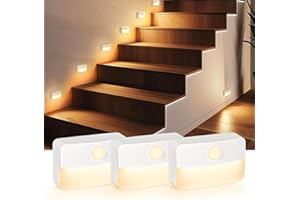 Guankai 3 Pack Motion Sensor Stair Light for Indoor, Battery Operated Closet Lights, Wireless Stick on Anywhere Hallway Lamp, 40 Lumen 3000K Portable Led Lamp for Bedroom Under Cabinet Kitchen