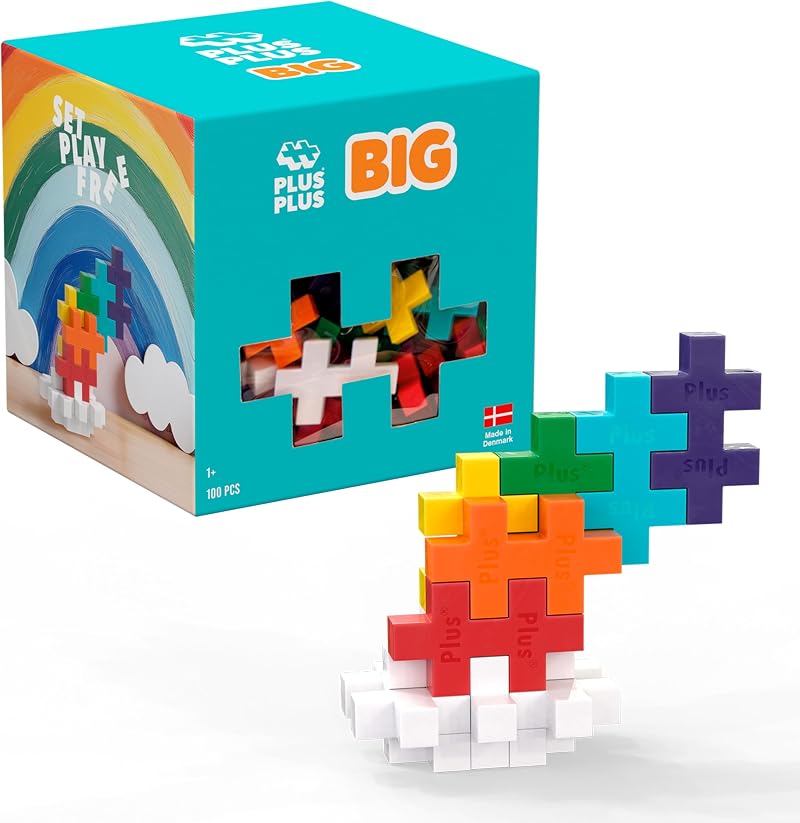 PLUS PLUS BIG Building Blocks Toy 100 Large Durable Pieces Rainbow Box