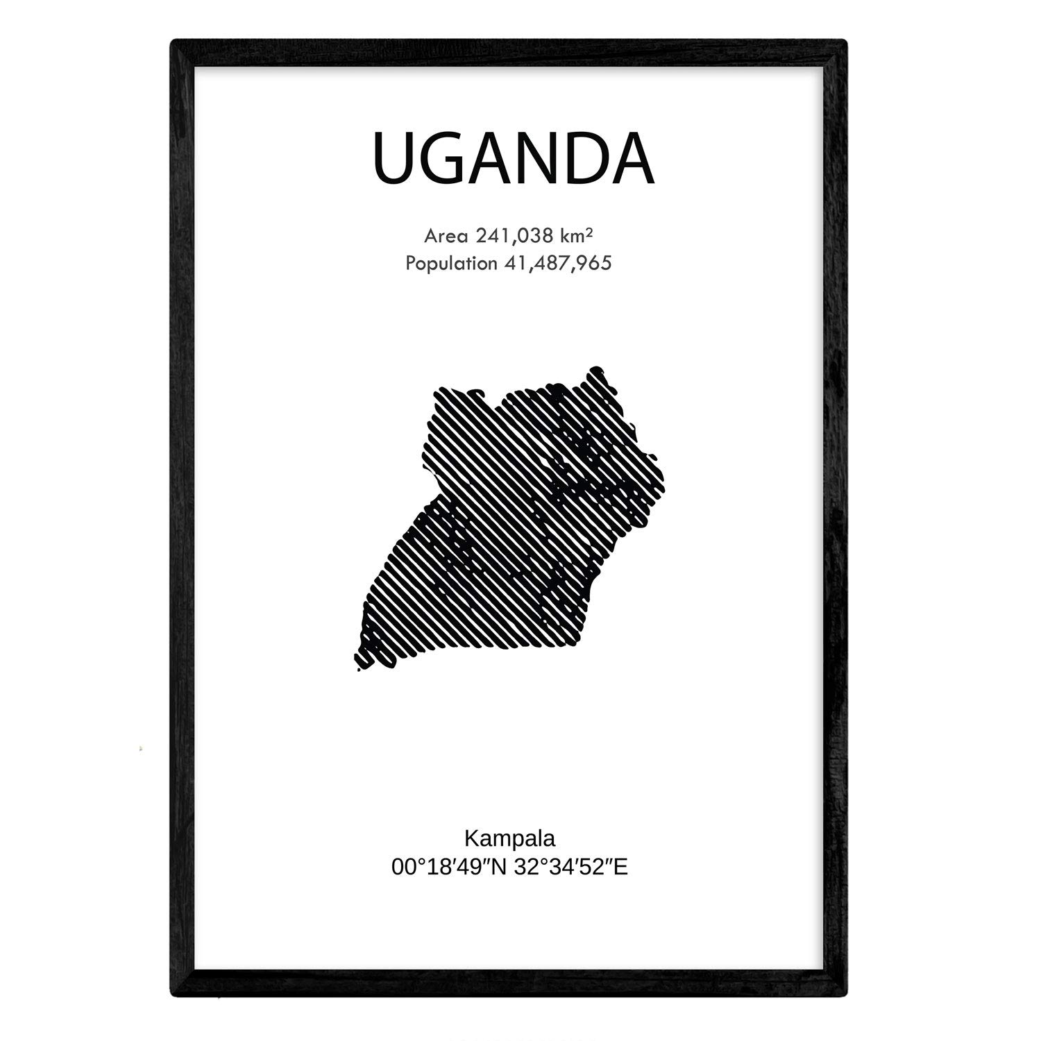 Nacnic Poster Uganda. Sheets of countries and continents. A3 size
