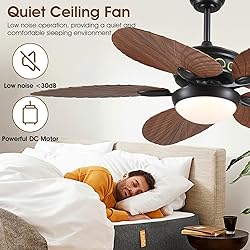 Wiviniya Tropical Ceiling Fans with Lights, 52 Inch