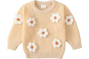 Mikrdoo Newborn Infant Toddler Baby Girl Sweater 2024 Winter Clothes Knit Pullover Outfits for Little Girls 0M-3T