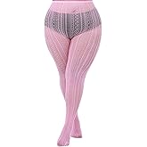ANNTXL Stripe Lace Pattern Plus Size Tights High Waist Velvet Pantyhose Lace Fishnet Stockings Leggings