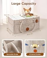 Maliton Nappy Caddy Newborn Essentials Diaper Organizer Khaki 15.3x9.3x7 in view 4