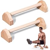 Silipull 2 Pcs Wooden Parallettes Bars Portable Non Slip Base | Calisthenics Strength Training, Home Workouts, Handstand Push Ups, L-sits, Solid Build with Stable Base for Bodyweight Drills
