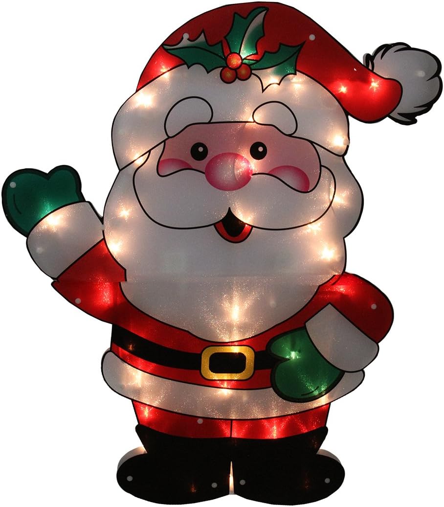 Sienna Lighted Shimmering Santa Claus Outdoor Christmas Yard Art Decoration with Clear Lights, 29"