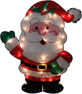 Sienna Lighted Shimmering Santa Claus Outdoor Christmas Yard Art Decoration with Clear Lights, 29"