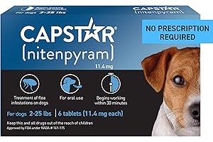 Capstar (Nitenpyram) Fast-Acting Oral Flea Treatment for Dogs 2-25 Lbs, Vet-Recommended Medication Tablets, Flea Tablets for Dogs Start Killing in 30 Minutes, 6 Doses