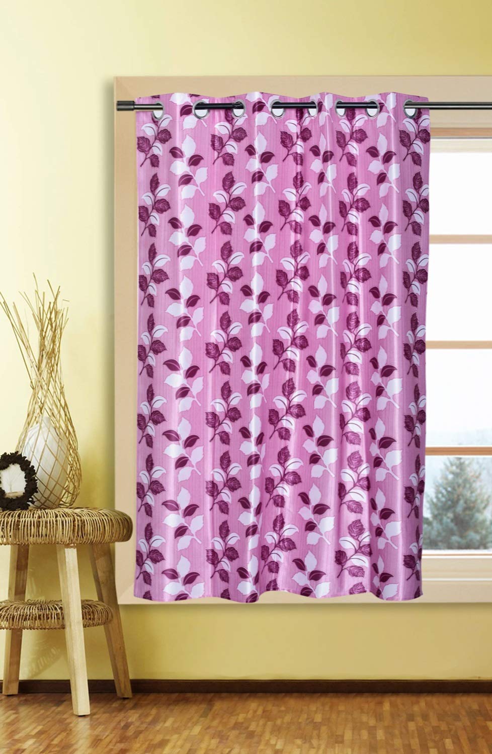 Buy Kings Pack Of 1 Polycotton Purple Leaf 5ft 60 Inch Window