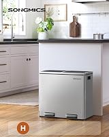 SONGMICS Dual Rubbish Bin 2-Compartment 24 L Each with Lids Pedals view 2