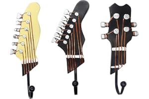 MAIPAY Gifts for Music Lovers, Guitar Music Decor, Music Decorations for Home, Decorative Hooks for Wall Hanging Clothes Coats Towels Keys Hats, Wall Mounted Heavy Duty (3-Pack)