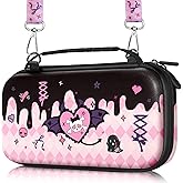 Gurgitat Carrying Case for Nintendo Switch OLED 2021/Switch 1(2017) - Cute Cartoon for Switch Travel Cases with Handle and Strap Portable Storage Carry Hard Shell for Teen Girls Boys, Heart Skull