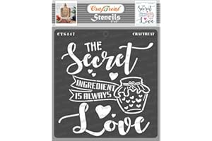 CrafTreat Quote Stencils for Painting on Wood, Canvas, Paper, Fabric, Floor, Wall and Tile - Secret Ingredient - 6x6 Inches - Reusable DIY Art and Craft Stencils - Kitchen Decor Stencils for Painting