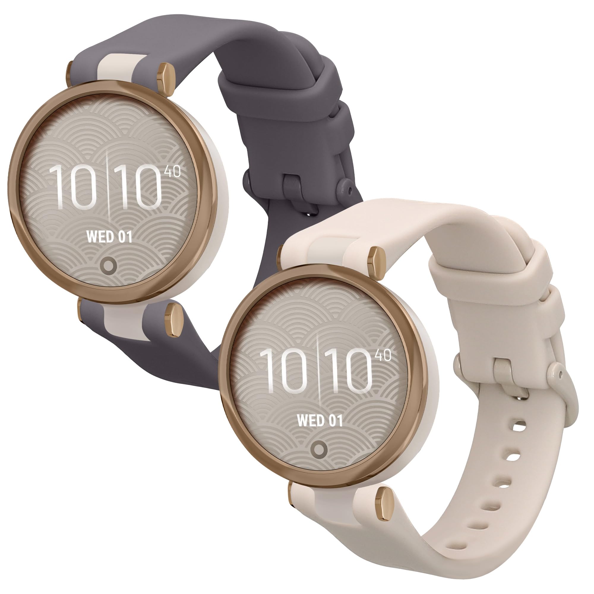 kwmobile 2x Straps for Garmin Lily Sport Watch Strap - Silicone Replacement Watch Strap Set - Replacement Bands Lavender/Beige — image 1