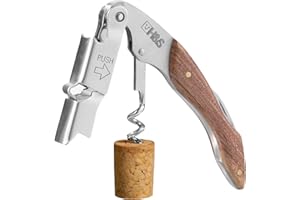 H&S Corkscrew Wine Opener - Wine Bottle Opener Corkscrews - Butlers Friend Sommelier Corkscrew - Stainless Steel Wood Handle 