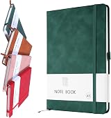 Lefute A5 PU Leather Notebook 200 Pages Elastic Closure Pink Green option