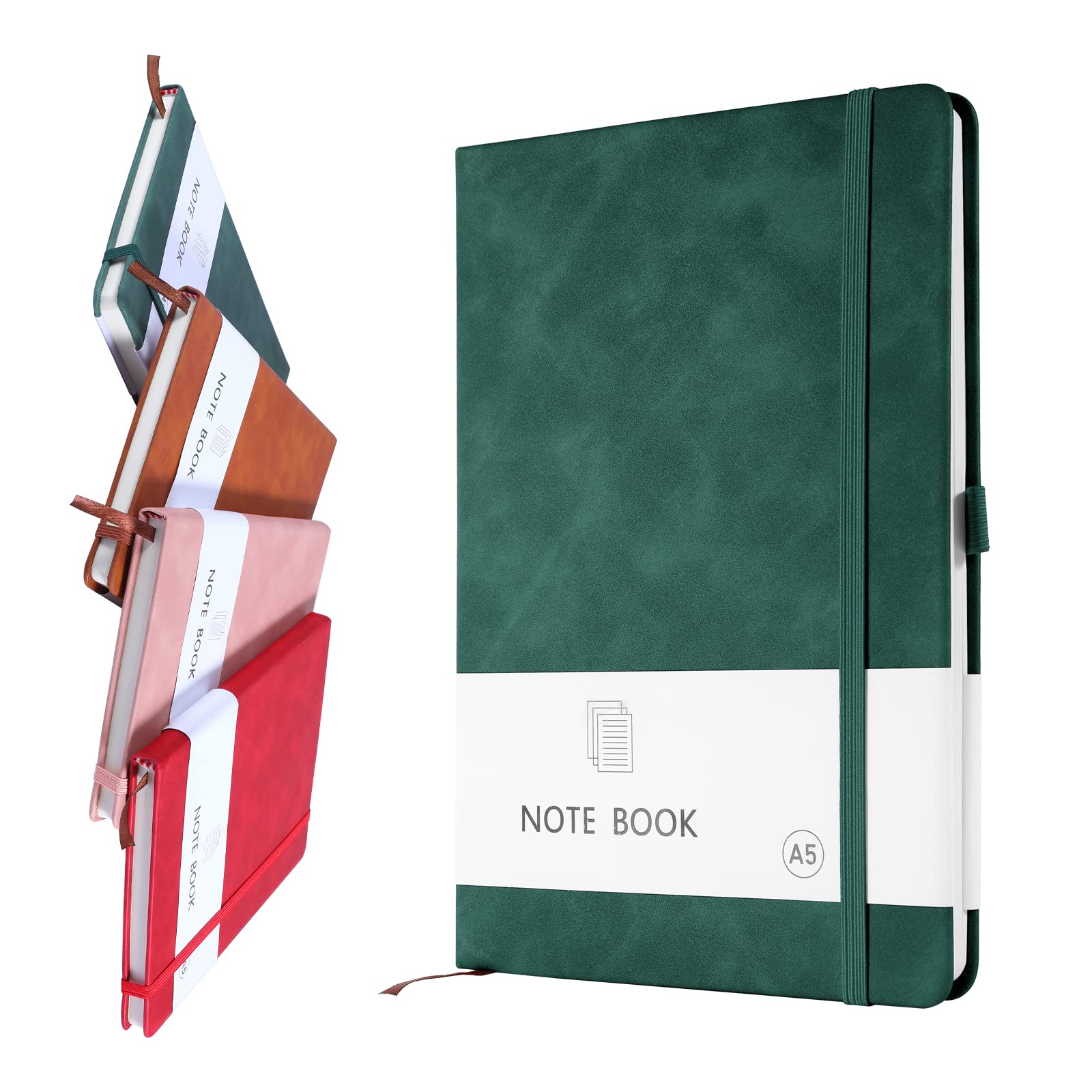 A5 Notebook, Notebook A5 Note Book Note Pad Journal Notebook A5 Notepad PU Leather Notebook for Office School Home Business Writing & Note Taking 200 Pages (100 Sheets)-Green