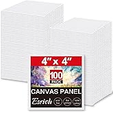 ESRICH Canvas Boards for Painting, 100 Pack Canvases for Painting 4x4 100% Cotton Small Paint Canvas Primed Acid Free Mini Blank Canvas Panels for Oil Paint,Watercolor,Acrylic Paint,Gouache&Tempera.