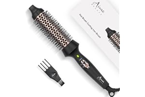 Aima Beauty Thermal Brush, 1.3"/35mm Volumizing Brush Makes Hair Silky Smooth, Ionic Hot Brush Create Smooth & Shiny Loose Curls, Fast Heating, Dual Voltage, 60Mins Auto Shut down, Black