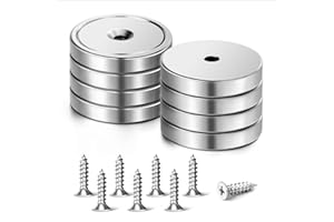 Niuknow Magnets with Holes, Super Strong Magnets 50kg (110Lbs), Heavy Duty Cup Magnets, Powerful Magnets for Wall Mount, Scie