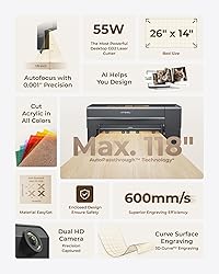 xTool P2S 55W CO2 Laser Cutter, Smart Desktop CO2