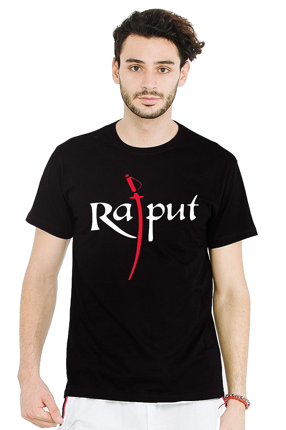 Buy Rudraksh Enterprises Mens Cotton Half Sleeve Rajput Printed T-Shirts Black at Amazon.in
