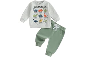 Fernvia Toddler Boy Fall Winter Clothes God Says I Am Long Sleeve Pullover Sweatshirts + Solid Joggers Pants Outfits Set