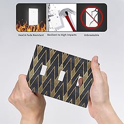 Moslion Black Gold Geometric 3-Gang Switch Plug