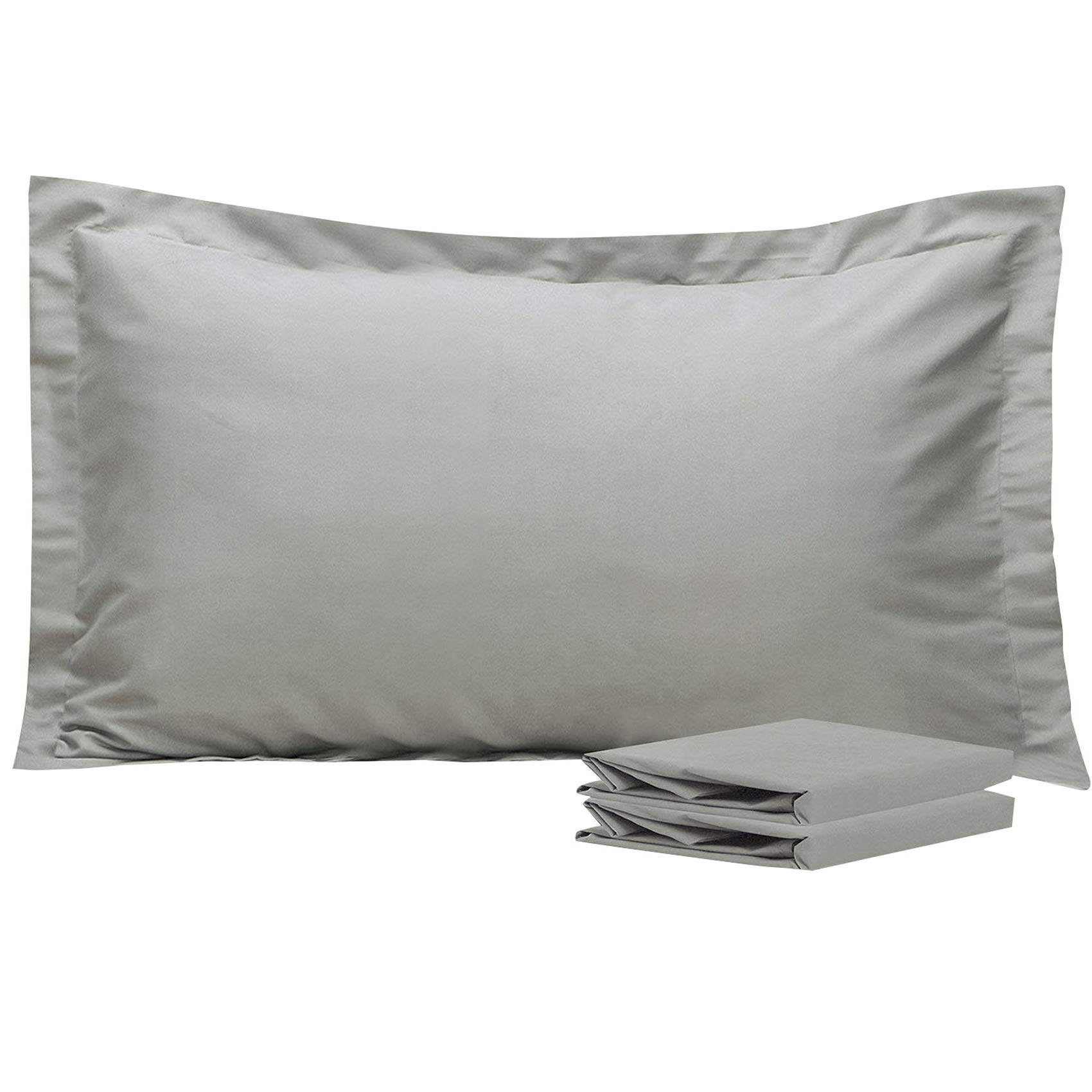 NTBAY 2 Pack 100% Brushed Microfiber Oxford Pillowcases, 1800 Super Soft and Cozy, Wrinkle, Fade, Stain Resistant King Oxford Pillow Cases | Hotel Quality Pillow Shams, 50x90 cm, Smoky Grey