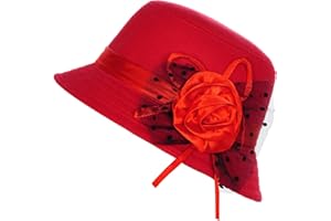hoyuwak Wide Brim Felt Hat for Women, Lightweight Fedoras with Flower, Hat for Church, Party, Halloween, Christmas