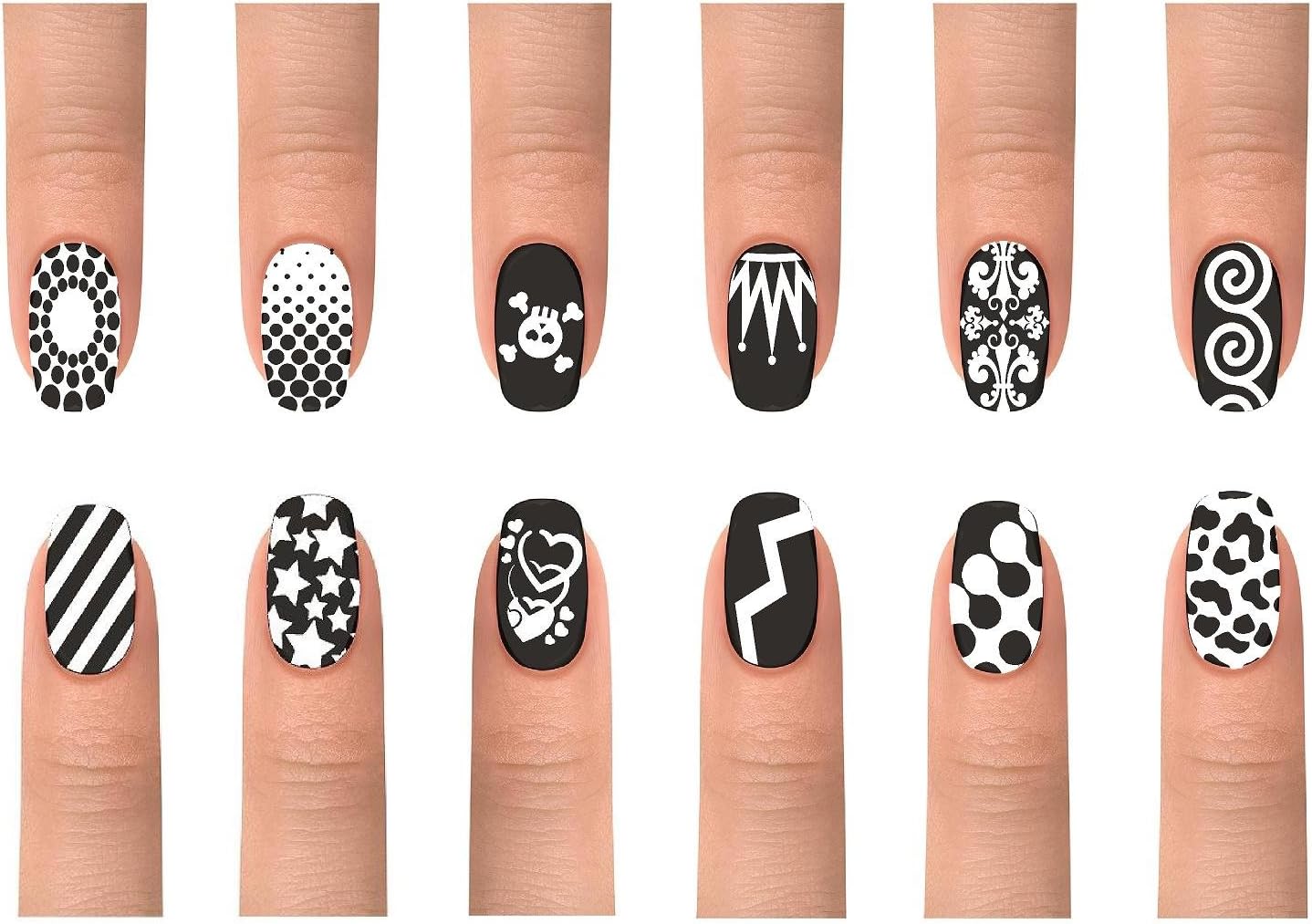 Posh Pack Vinyl Nail Guides Stencils Decals Stickers 12 Designs 24 Sheets