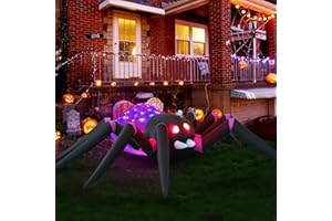 Infleasjoiy 12ft Purple Spider Halloween Inflatable Outdoor Decoration, Courtyard Decoration with LED Lights, for Outdoor Lawn, Garden, Family Vacation Party