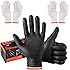 ANBOSON BBQ Gloves Disposable-Heat Resistant Cooking & Grilling Gloves Set (100 Black Nitrile, 4 Cotton Liners)-10Mil Heavy D