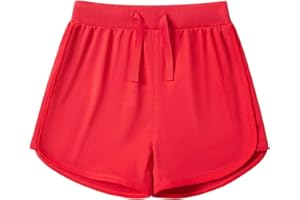 Kid Nation Girls Athletic Shorts Cotton Girls Running Shorts with Pockets Drawstring Kids Soccer Gym Workout Sports Shorts