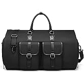 Carry-On Garment Bag for Travel, Convertible Duffel Bag for Men - 2 in 1 Large Luggage Dress Bag with Shoe Pouch