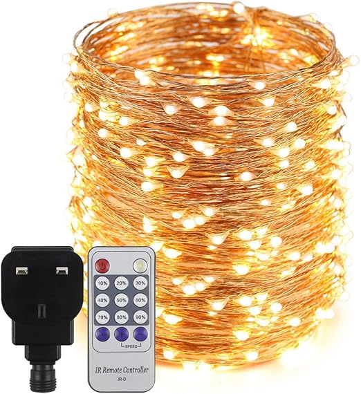Erchen Plug in Fairy Lights, 165 FT 50M 500 LED Dimmable Copper Wire