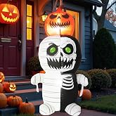 YEFOLAHK 5FT Halloween Inflatable Outdoor Decoration,Built-in LED Lights Pumpkin Zombie Blow Up Yard Decoration for Lawn Garden Halloween Party