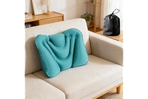 Portable Travel-Sized Inflatable Lumbar Support pad - Suitable for Airplanes, Long-Distance Travel, and high-Speed Rail. (Blu