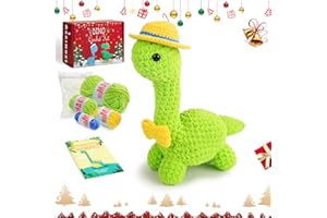 MAGIMUSE Crochet Kit for Beginners, Amigurumi Crocheting Animals Kits w Step-by-Step Video Tutorials, Knitting Starter Kit Learn to Crochet Kits for Adults, Brachiosaurus Dinosaur (40%+ Yarn Content)