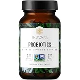 Truvani Probiotic Supplement | 30 Servings | Vegan | 15 Billion CFU | 15 Diverse Strains for Digestive, Immune &amp; Brain Health Support | Shelf-Stable Vegan Capsules