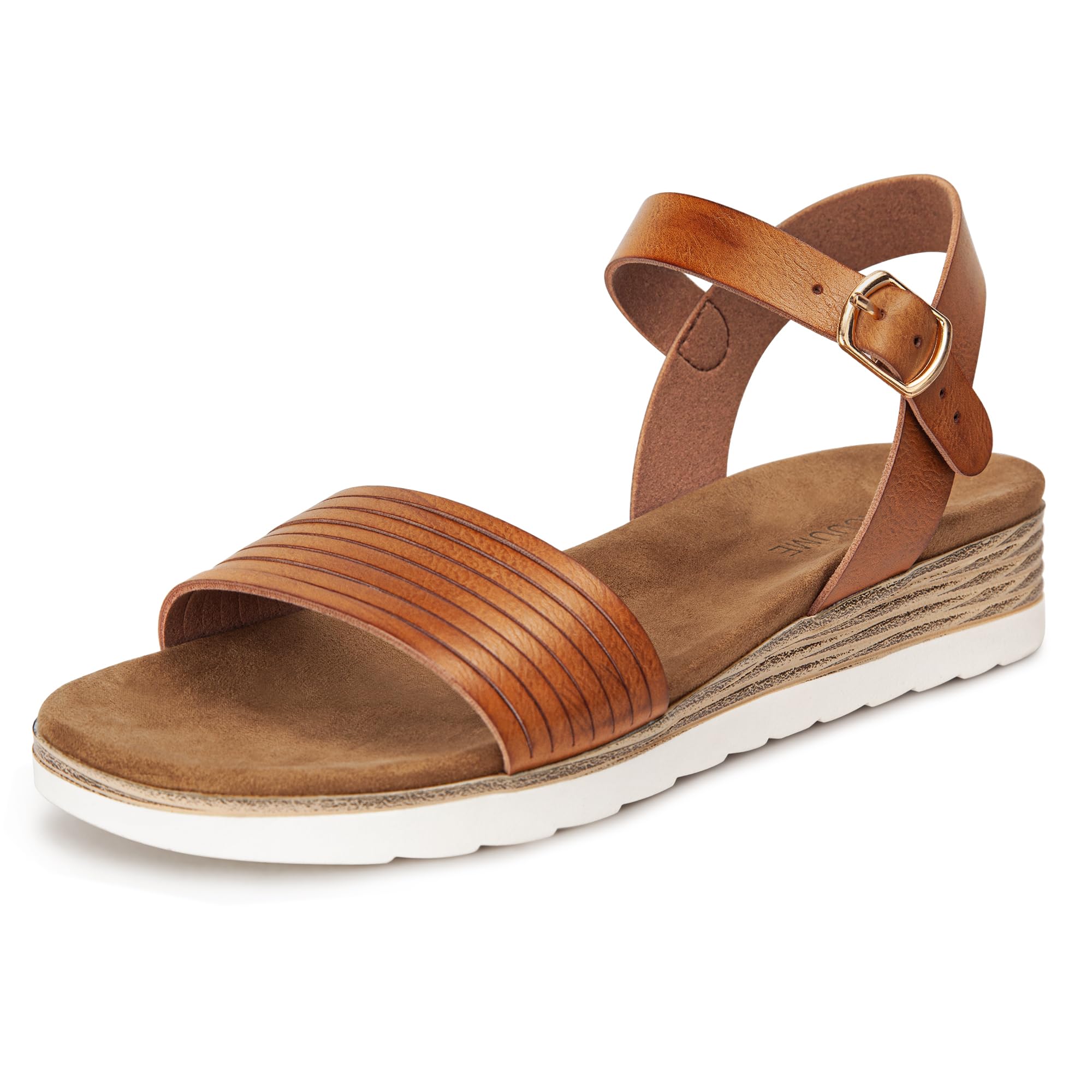 Photo 1 of Carcuume Women's Comfortable Lightweight Walking Footbed Arch Support Flat Sandal,DR-BROWN NEW-9