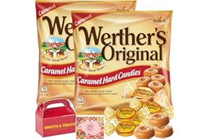 MUCHAI INNOVATIONS Werther's Original Caramel Hard Candy Individually Wrapped Creamy Soft Smooth | Treat Box Included (Caramel Classic Real Butter Fresh Cream - 2 Bags)