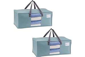 VENO 2 Pack Moving Bags for College, Heavy-Duty Storage Totes, Moving Boxes and Wardrobe Packing Supplies Alternative - Extra Large Durable Laundry Bags for Clothes (Light Blue Matte, 2 Pack)