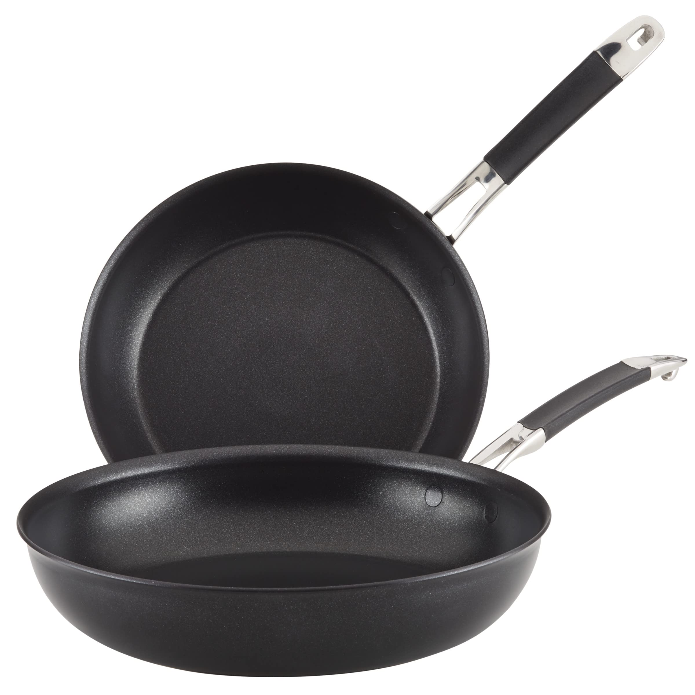 Anolon Smart Stack Hard Anodized Nonstick Frying Pan Set/ Skillet Set - 10 Inch and 12 Inch, Black Image