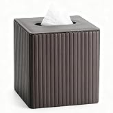 Luxury Square Tissue Box Holder Decorative Organizer for Bathroom Vanity Countertop, Night Stands Bedroom Office Desk，Leather Tissue Box Cover with Magnetic Closure(Dark Grey)