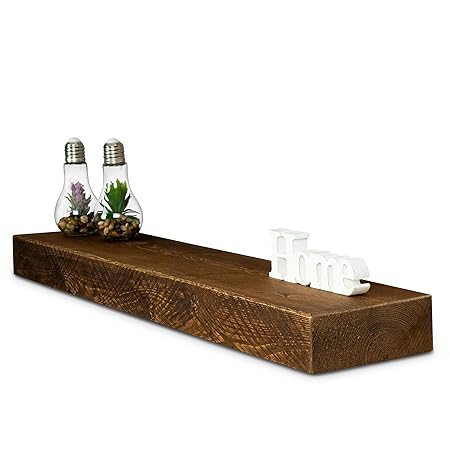 levandeo Wandregal Holz Massiv 100x20cm Nussbaum Farbig Wandboard Vintage Rustikal Design Natur Regal